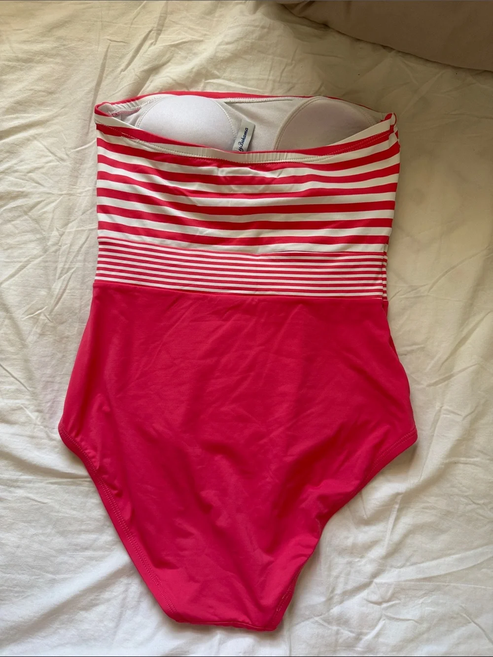 Tommy Bahama Red & White Stripe Girls' One-Piece Swimsuit It’s missing straps